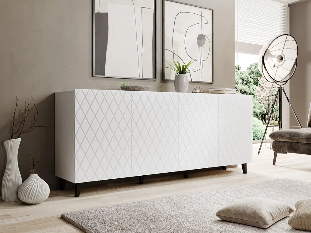 Комод у вітальню, спальню Asti 200 4D (білий/чорний), фото 1