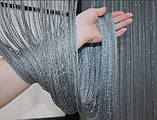 Штори нитки дощик кисея 300х280см. Люкс якість. Штори нитки з люрексом прямі - Сірий., фото 3