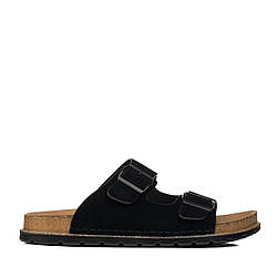 Замшеві шльопанці чоловічі чорні Fabio More