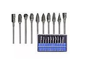 Фрези для металу та дерева 10 штук для гравера Dremel шарошки з вольфрамової сталі