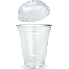 Купольний стаканчик з купольною кришкою 360 мл. (100 шт.)  (100уп/1000 шт.) прозорий із купольною кришкою