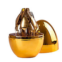 Набір столових приборів на 6 персон 24 шт з підставкою 29 х 19.5 см Золотий HP7882GL