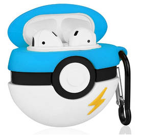 Чохол для AirPods 2/1 series - Poke Balls (Покемон) 3D, силіконовий, Синій