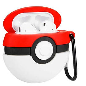 Чохол для AirPods 2/1 series - Poke Balls (Покемон) 3D, силіконовий, Червоний