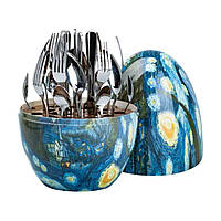 Набір столових приладів на 6 персон із нержавіючої сталі 24 штуки з підставкою Яйце HP78813