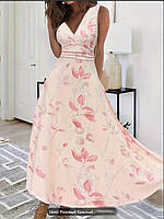 Сарафан ошатний, жіночий максі пастельний рожевий 48-50 р