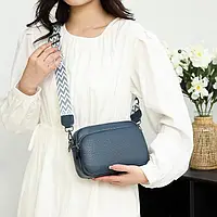 Женская сумка кроссбоди Lorian из натуральной кожи с текстильным регулируемым плечевым ремнем синяя LR 2180 BL