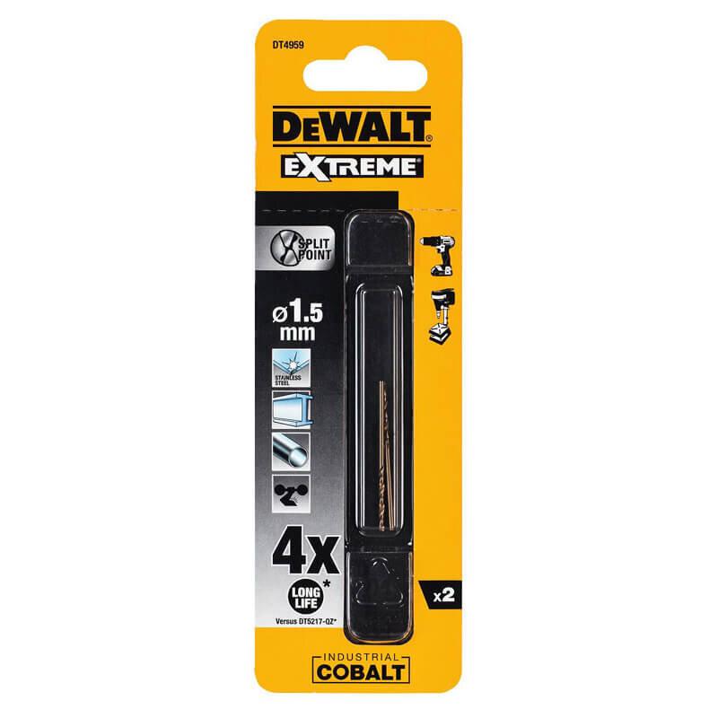 Свердло по металу DeWALT Extreme Industrial Cobalt діаметр 1.5мм довжина 34мм 2шт (DT4959)