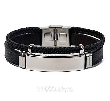Браслет на руку чоловічий / жіночий з можливістю індивідуального гравіювання, еко-шкіра 21 см Код/Артикул 197 BR12SP