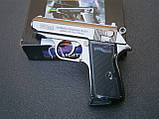 Запальничка пистолет Walther РР "Вальтер" турбо газова металева сувенірна чорна глянцева, фото 5