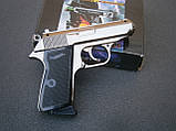 Запальничка пистолет Walther РР "Вальтер" турбо газова металева сувенірна чорна глянцева, фото 8