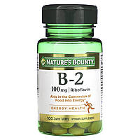 Вітамін B2, Nature's Bounty, 100 мг, 100 таблеток, вкритих оболонкою