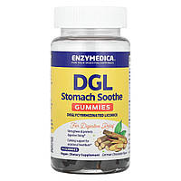 Корінь солодки (лакриці), DGL Stomach Soothe Gummies, Enzymedica, смак німецького шоколаду, 74 жувальні цукерки