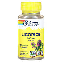 Органічно вирощена солодка, Organic Licorice Root, Solaray, 450 мг, 100 капсул