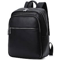 Чоловічий шкіряний рюкзак для поїздок та прогулянок 30х40х17, сумка на спину в офіс Tiding Bag 75362 чорна