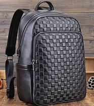 Рюкзак чоловічий шкіряний 30х41х15, міський наплічник для ноутбука та документів Tiding Bag 63989 чорний