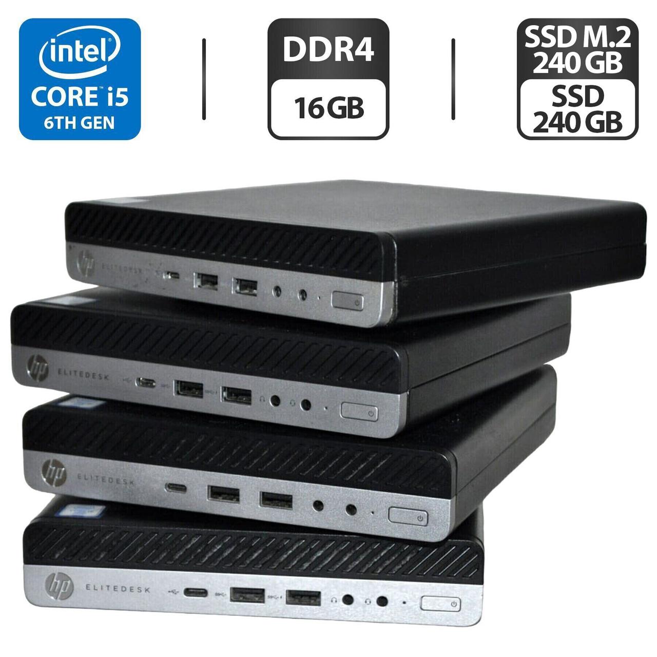 Неттоп HP EliteDesk 800 G3 Desktop Mini USFF/ Core i5-6500T/ 16 GB RAM/ 240 GB SSD + 240 GB SSD/ UHD 630