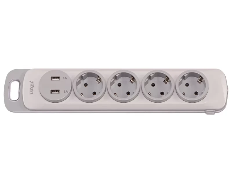 Колодка Luxel Nota 4 розетки із заземленням та вимикачем +2 USB (4351)