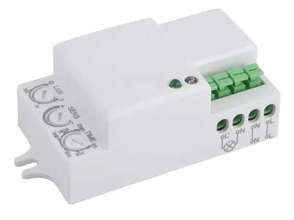 Датчик руху мікрохвильовий Luxel IP20 3-2000 LUX (MW-08W), фото 1