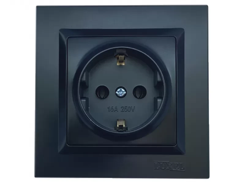 Розетка із заземленням Luxel JAZZ (9104) Чорна