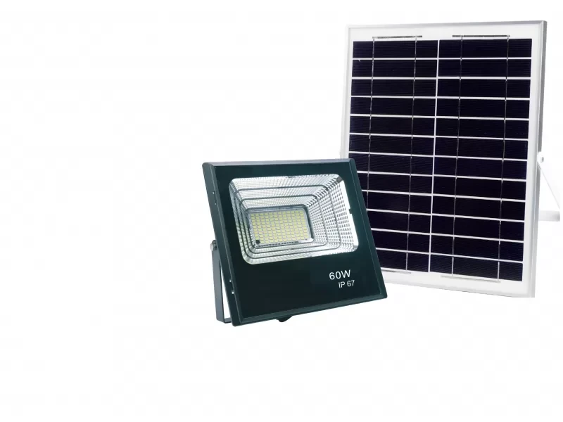 Світлодіодний прожектор Luxel на сонячних батареях з мікрохвильовим датчиком руху IP65 60W (SFL-60C)