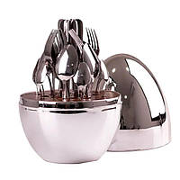 Набір столових приборів на 6 персон 24 шт з підставкою 29 х 19.5 см срібло HP7881S