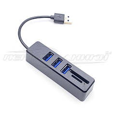Хаб-картридер 5in1, USB2.0 і кардридер（SD+TF+3*USB), Black