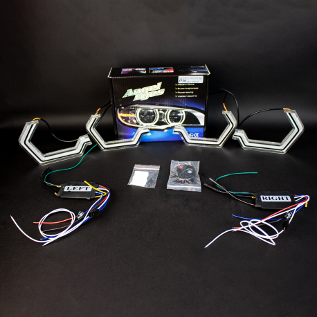 Ангельські очі BMW (M3,M4,F30,F31,F34,G20,G21,E90,E92,E60 Iconic2 (Білий+Золотий ДХВ), фото 1