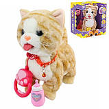 М'яка іграшка котик на повідці (ходить, облищує, співає, повторює) арт. 933-159 E, фото 2