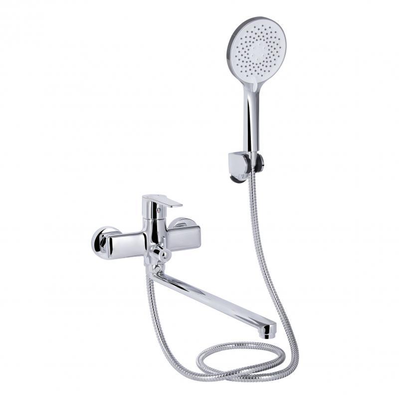 Змішувач для ванни Qtap Taurus з довгим поворотним виливом (з душовим гарнітуром) QTTAU260CRM45663 Chrome, фото 1