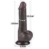 Фалоімітатор на присосці Sliding Skin Dual Layer Dong Black 7.5, Коричневий, фото 3
