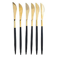 Набір столових ножів 6 штук ножі сервірувальні столові 22.5 см Чорний із золотом HP-20-6
