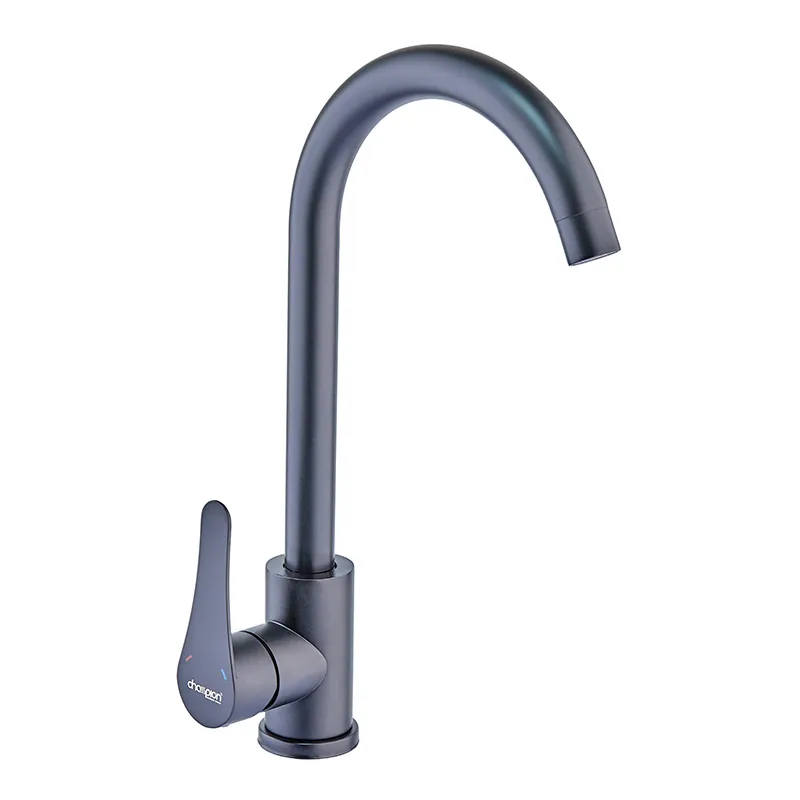 Змішувач для кухні Champion EZA-011 Black, нержавіюча сталь, високий вилив, одноважільний (CH6152)