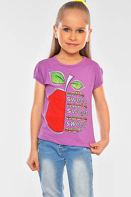 Футболка дитяча для дівчинки фіолетового кольору р.98 201293T Безкоштовна доставка