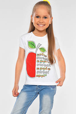 Футболка дитяча для дівчинки білого кольору р.98 201298T Безкоштовна доставка