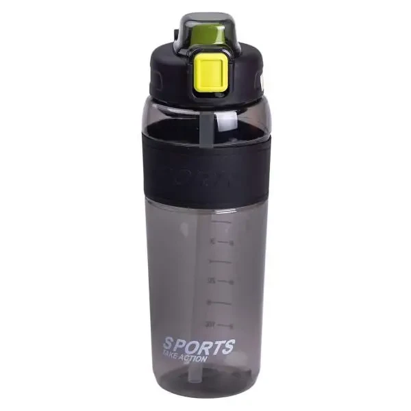 Пляшка для води Yiwu Sports 800 мл з трубочкою, чорна