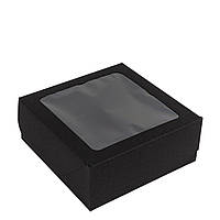 Коробка 150х150х60 для десертів з вікном, чорна
