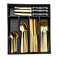 Набір столових приборів у футлярі на 6 осіб столовий набір 30 предметів у футлярі Золото HP-20-28, фото 2