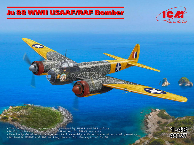 Пластикова модель 1/48 ICM 48227 німецький бомбардувальник Ju-88 на британській сліжбі