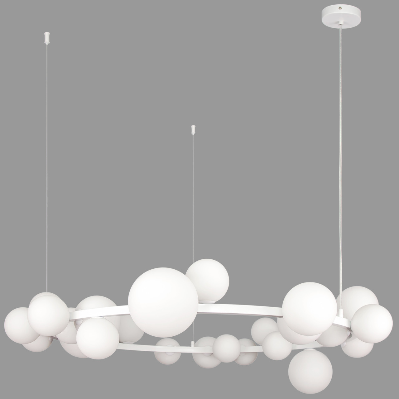 Біла  кругла люстра з кульок на 24 лампи "Bubbles" (918LP267-24 WH+WH)