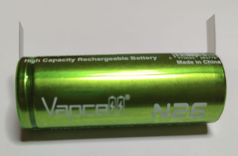 Акумулятор Vapcell N26 18500 2600 мА·год 3.6V розрядний струм 5 А з виведеннями під паяння