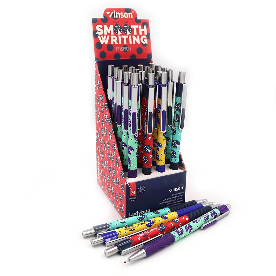 Ручка кулькова автоматична синя 0,7 мм Vinson Ladybug 201