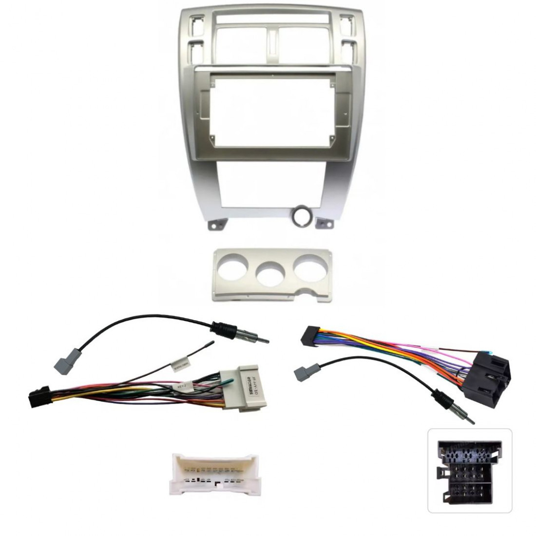 Перехідний штатний комплект із проводкою до Android магнітоли Hyundai Tucson 2006-2013 Silver
