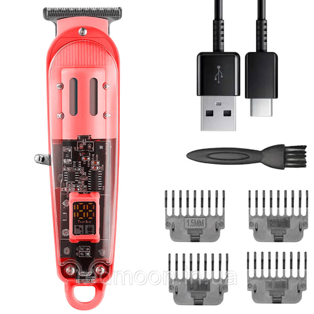 Машинка для стрижки від акумулятора 3 насадки, з USB, LY-452, Червоний / Тример для стрижки / Тример чоловічий, фото 1