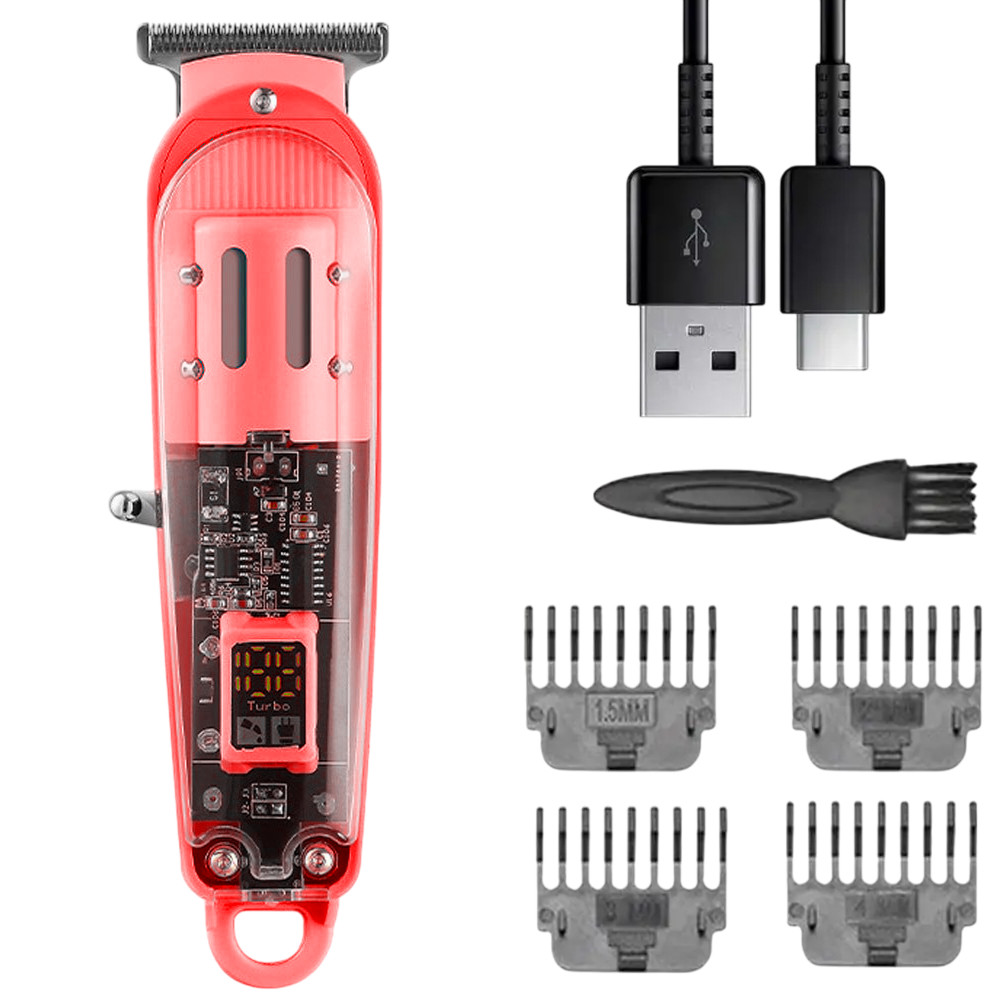 Машинка для стрижки від акумулятора, з USB, LY-452, Червоний / Тример для стрижки / Тример чоловічий