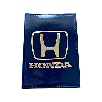 Шкіряна обкладинка для автодокументів з логотипом Honda, для прав старого і нового зразка