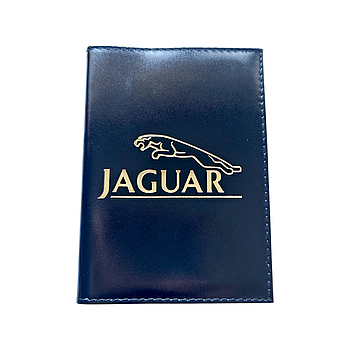 Шкіряна обкладинка для автодокументів з логотипом Jaguar, для прав старого і нового зразка