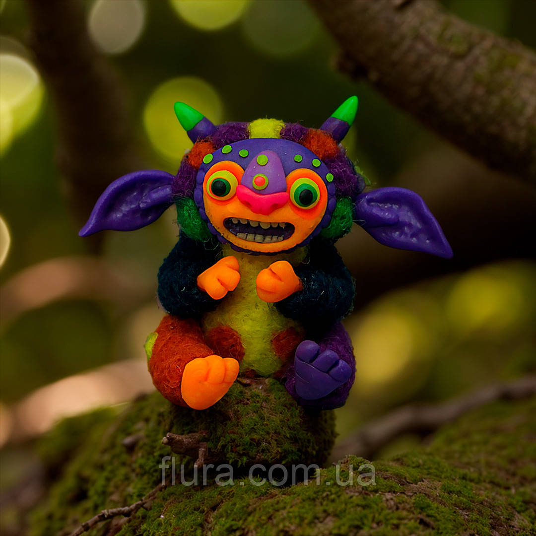 Іграшка ручної роботи кишеньковий друг з валяної вовни / Фігурка талісман для дому екологічна