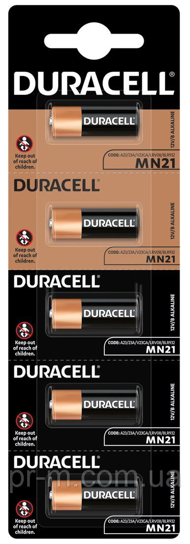 Батарейка Duracell MN21 12V, (A23 / 23A / V23GA / LRV08 / 8LR932) (ціна за 1шт) 5шт/бл
