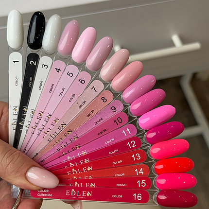 Гель-лак EDLEN Gel Polish Color №7, 9 мл пудрово-рожевий з шиммером, фото 3